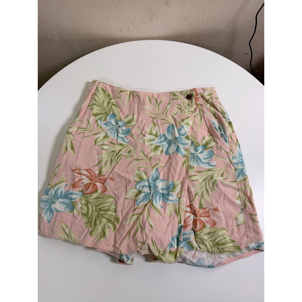 Tiki Reef Club Skort Women 6 Pink Excellent Floral Tropical Wrap Front Mini